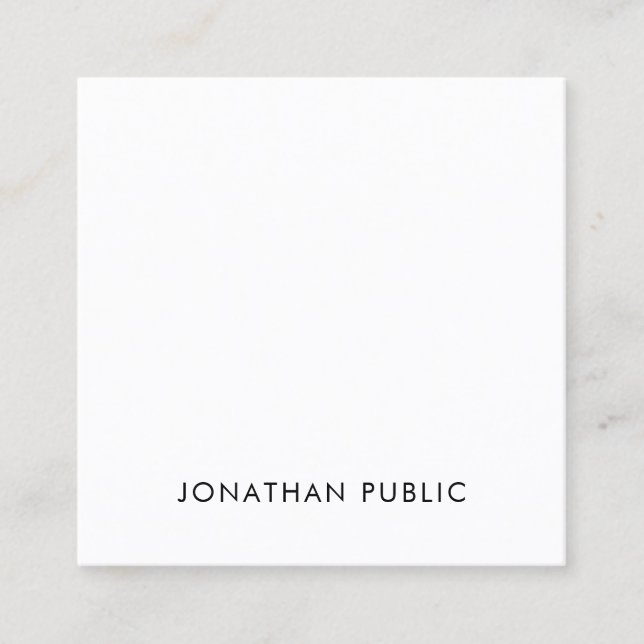 Modern Professional Minimalist Design Chic Square Business Card (Front)