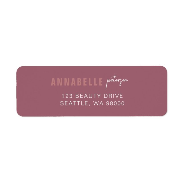 Modern Professional Minimalist Dusty Rose Simple Label (Front)