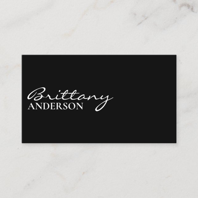 Modern Professional Minimalist Elegant Chic Black Business Card (Front)