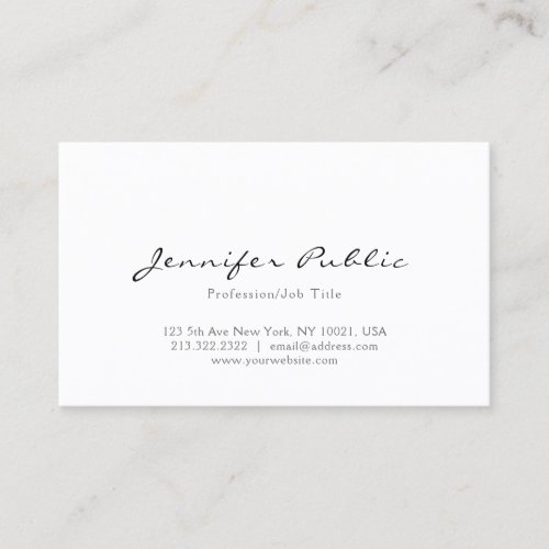 Modern Professional Minimalist Elegant Sleek Plain Business Card