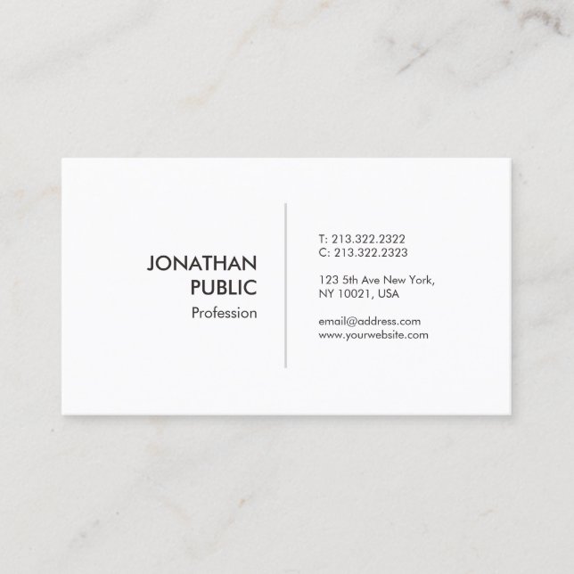 Modern Professional Minimalist Elegant Template Business Card (Front)