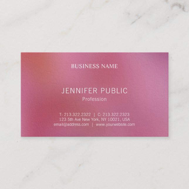 Modern Professional Minimalist Elegant Template Business Card (Front)