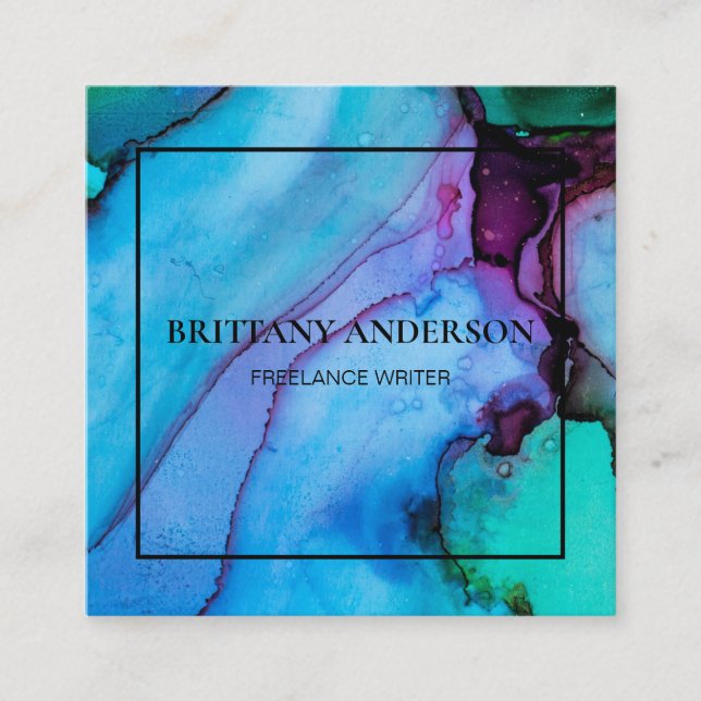 Modern Professional Minimalist Handwritten White S Square Business Card (Front)