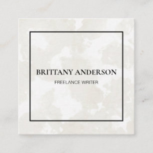 Modern Professional Minimalist Handwritten White Square Business Card
