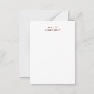 Modern Professional Minimalist Plain Own Name Note Card