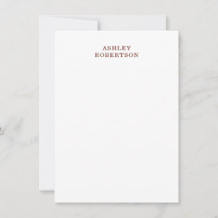 Modern Professional Minimalist Plain Own Name Note Card