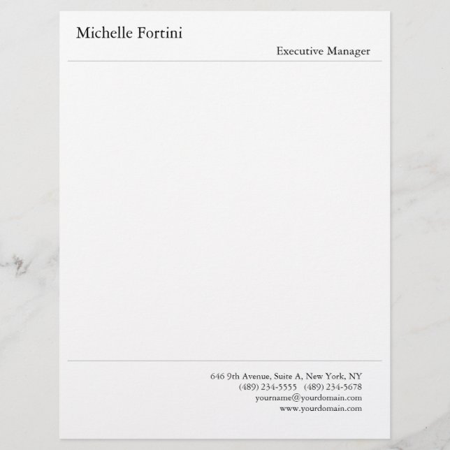Modern Professional Minimalist Plain White Letterhead (Front)