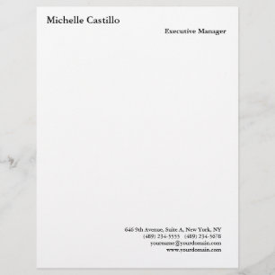 Modern Professional Minimalist Plain White Letterhead