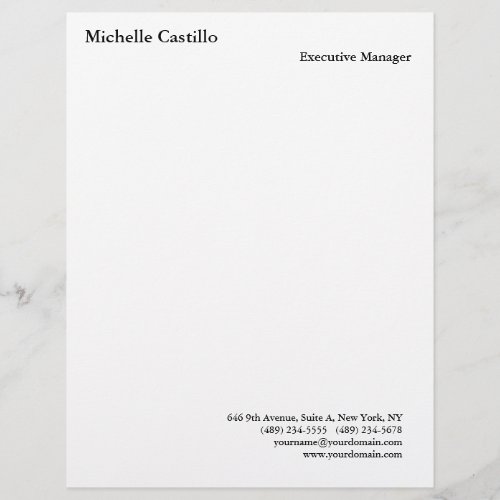 Modern Professional Minimalist Plain White Letterhead