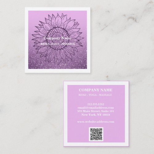 Modern Professional Minimalist QR Ombre Mandala Square Business Card