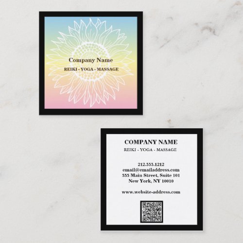 Modern Professional Minimalist QR Ombre Mandala Square Business Card