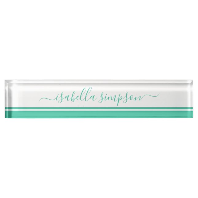 Modern Professional Mint Desk Name Plate (Front)