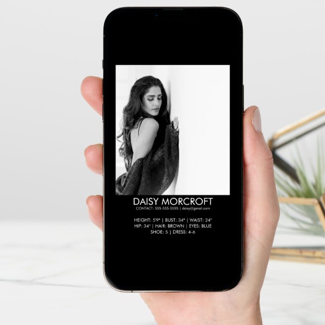 Modern Professional Model Actor Photo comp Card (Front Digital)