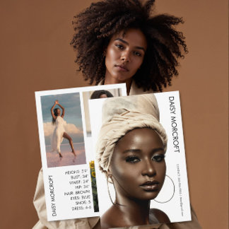 Modern Professional Model Actor Photo comp Card