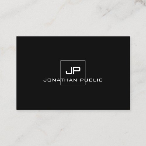 Modern Professional Monogram Black White Elegant Business Card