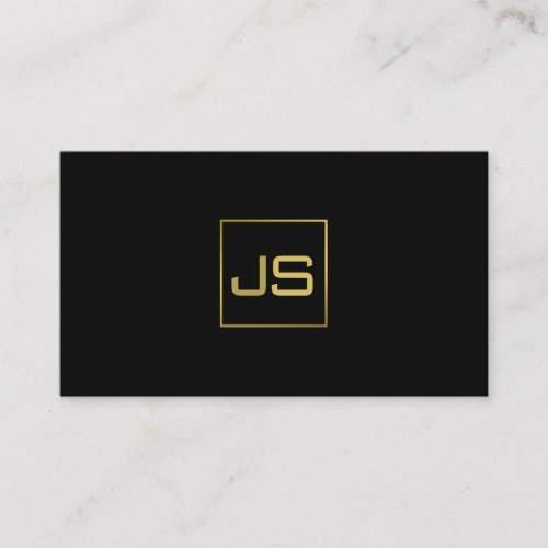 Modern Professional Monogram Elegant Black Gold Business Card