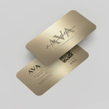 Modern Professional Monogram Elegant Black Gold Business Card by GOODSY at Zazzle