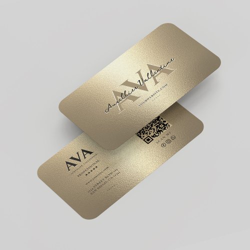 Modern Professional Monogram Elegant Black Gold Business Card