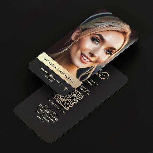 Modern Professional Monogram Elegant Black Gold Business Card