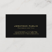 Modern Professional Monogram Elegant Black Gold Business Card (Back)