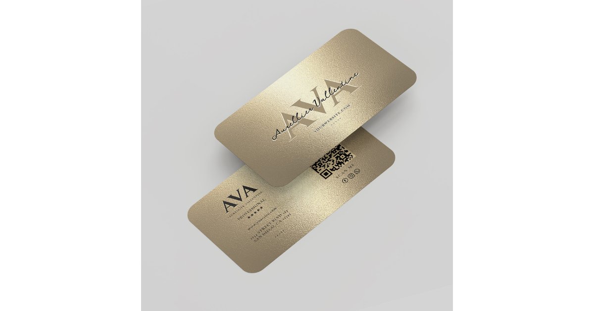 Modern Professional Monogram Elegant Faux Gold Business Card | Zazzle
