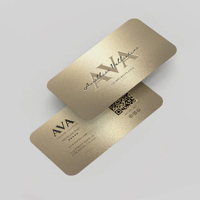 Modern Professional Monogram Elegant Faux Gold Business Card | Zazzle