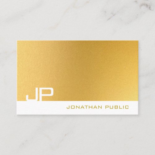 Modern Professional Monogram Elegant Gold Plain Business Card