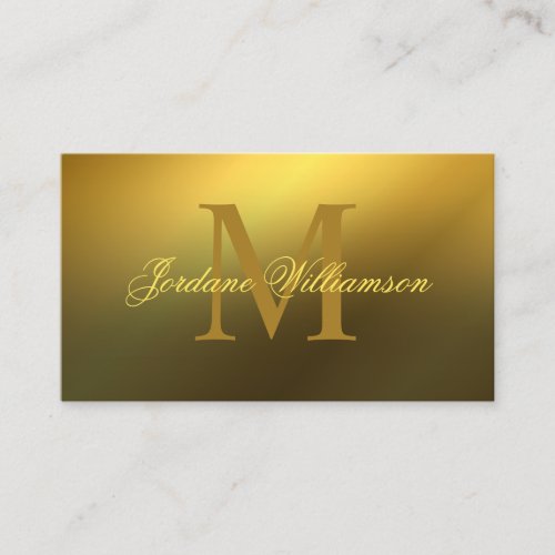 Modern Professional Monogram Gold Gradient Business Card