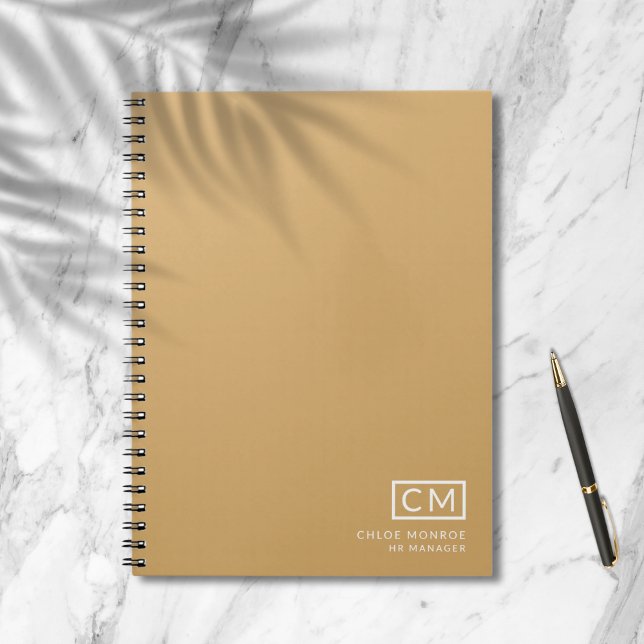Modern Professional Monogram Initial Mustard  Notebook (Creator Uploaded)