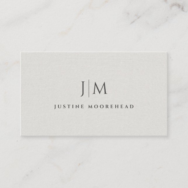 Modern Professional Monogram Minimalist Gray  Business Card (Front)
