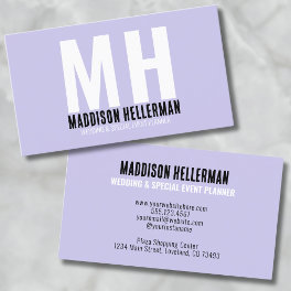 Modern Professional Monogram Purple Business Card