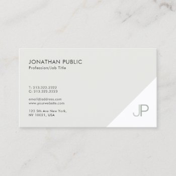 Modern Professional Monogram Simple Chic Plain Business Card by art_grande at Zazzle