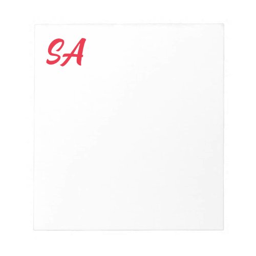 Modern Professional Monogrammed Plain Red Notepad