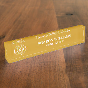 Modern Professional Mustard Office Title Desk Name Plate