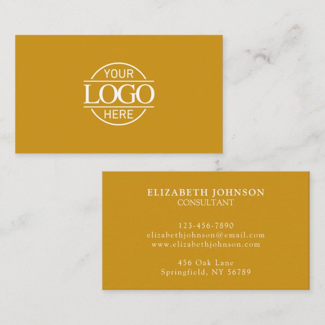 Modern Professional Mustard Yellow Company Logo Business Card (Front/Back)