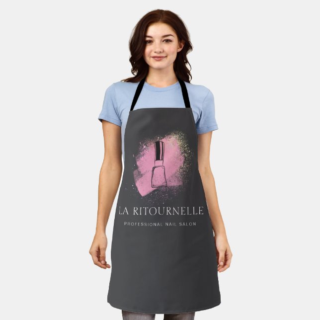 Modern Professional Nail Salon Logo Branding Apron (Worn)