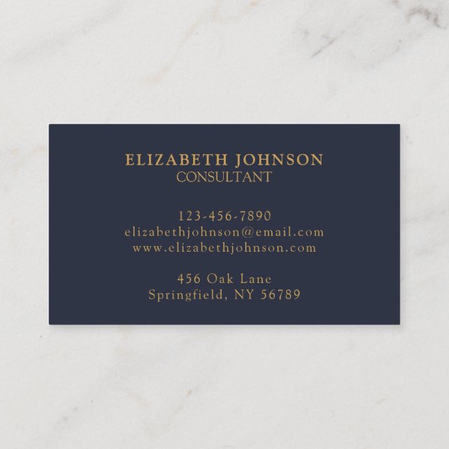 Modern Professional Navy Blue Company Logo Business Card (Back)