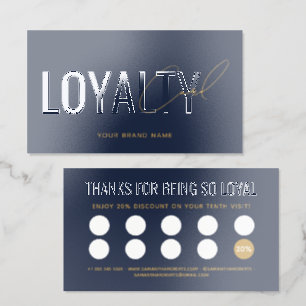 Modern professional navy blue customer loyalty raised spot UV business card