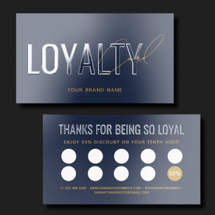 Modern professional navy blue customer loyalty raised spot UV business card