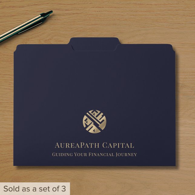 Modern Professional Navy Blue Gold File Folder (Creator Uploaded)