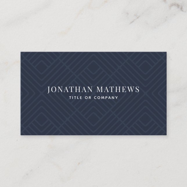 Modern Professional Navy Blue Gray Geometry Business Card (Front)