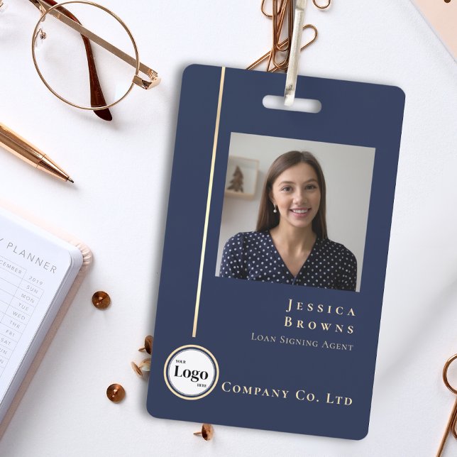 Modern Professional Navy Gold Photo Logo QR code Badge (Creator Uploaded)