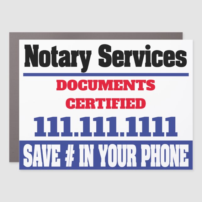 Modern Professional Notary Public Car Magnet (Front)