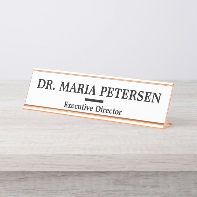 Modern Professional Office Medical Employee Desk Name Plate (Front)