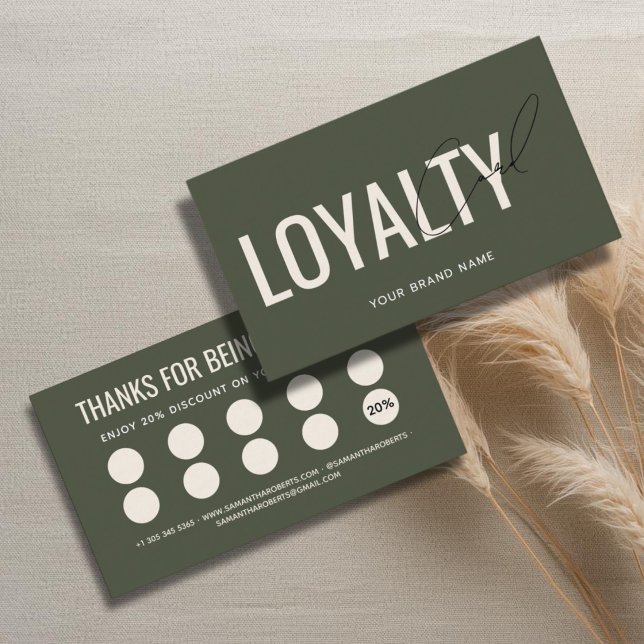 Modern professional olive green customer loyalty card (Creator Uploaded)