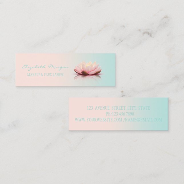 Modern Professional Ombre Lotus Mini Business Card (Front/Back)