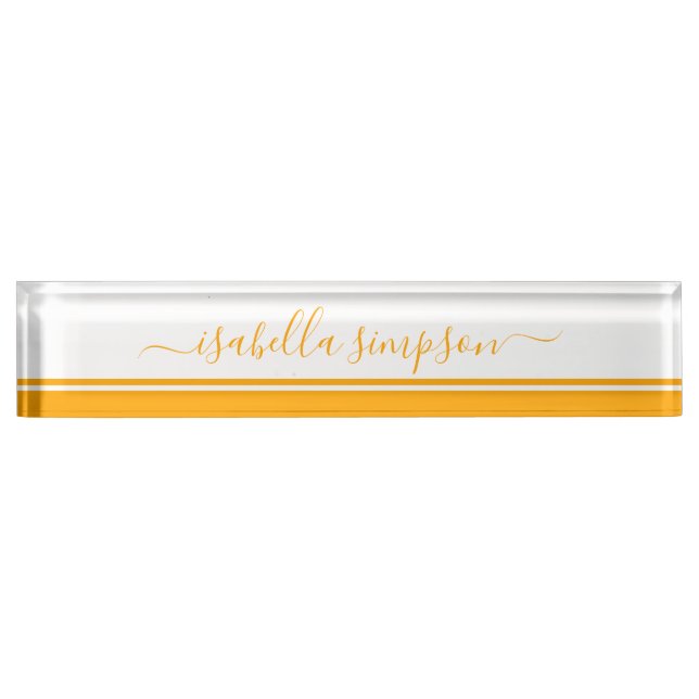Modern Professional Orange Desk Name Plate (Front)