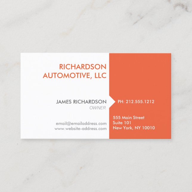 MODERN & PROFESSIONAL ORANGE/WHITE Business Card (Front)
