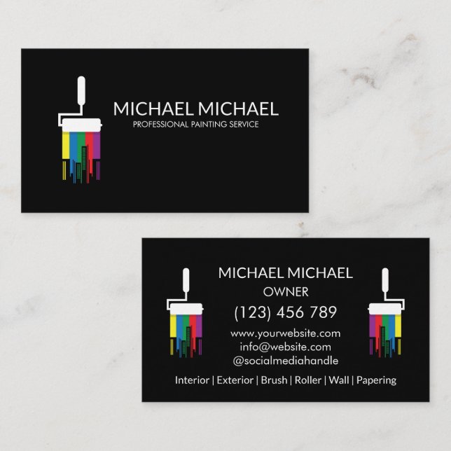 Modern Professional Painting Service Decoration Business Card (Front/Back)
