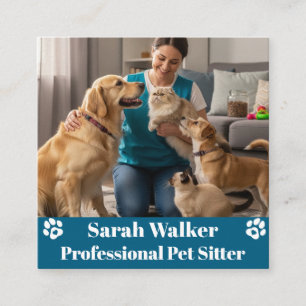 Modern & Professional Pet Sitter Square Business Card
